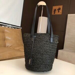 Saint Laurent Panier Raffia Bucket Tote 2021